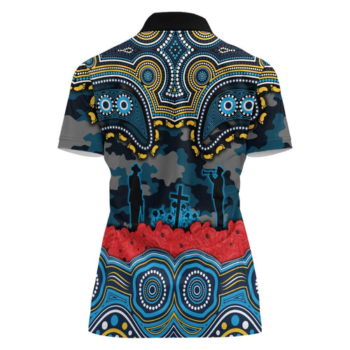 ANZAC Day Gold Coast Titans Women Polo Shirt Military Memorial Aboriginal Indigenous Art