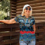 ANZAC Day Gold Coast Titans Women Polo Shirt Military Memorial Aboriginal Indigenous Art