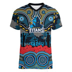 ANZAC Day Gold Coast Titans Women V-Neck T-Shirt Military Memorial Aboriginal Indigenous Art