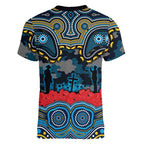 ANZAC Day Gold Coast Titans Women V-Neck T-Shirt Military Memorial Aboriginal Indigenous Art