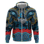ANZAC Day Gold Coast Titans Zip Hoodie Military Memorial Aboriginal Indigenous Art