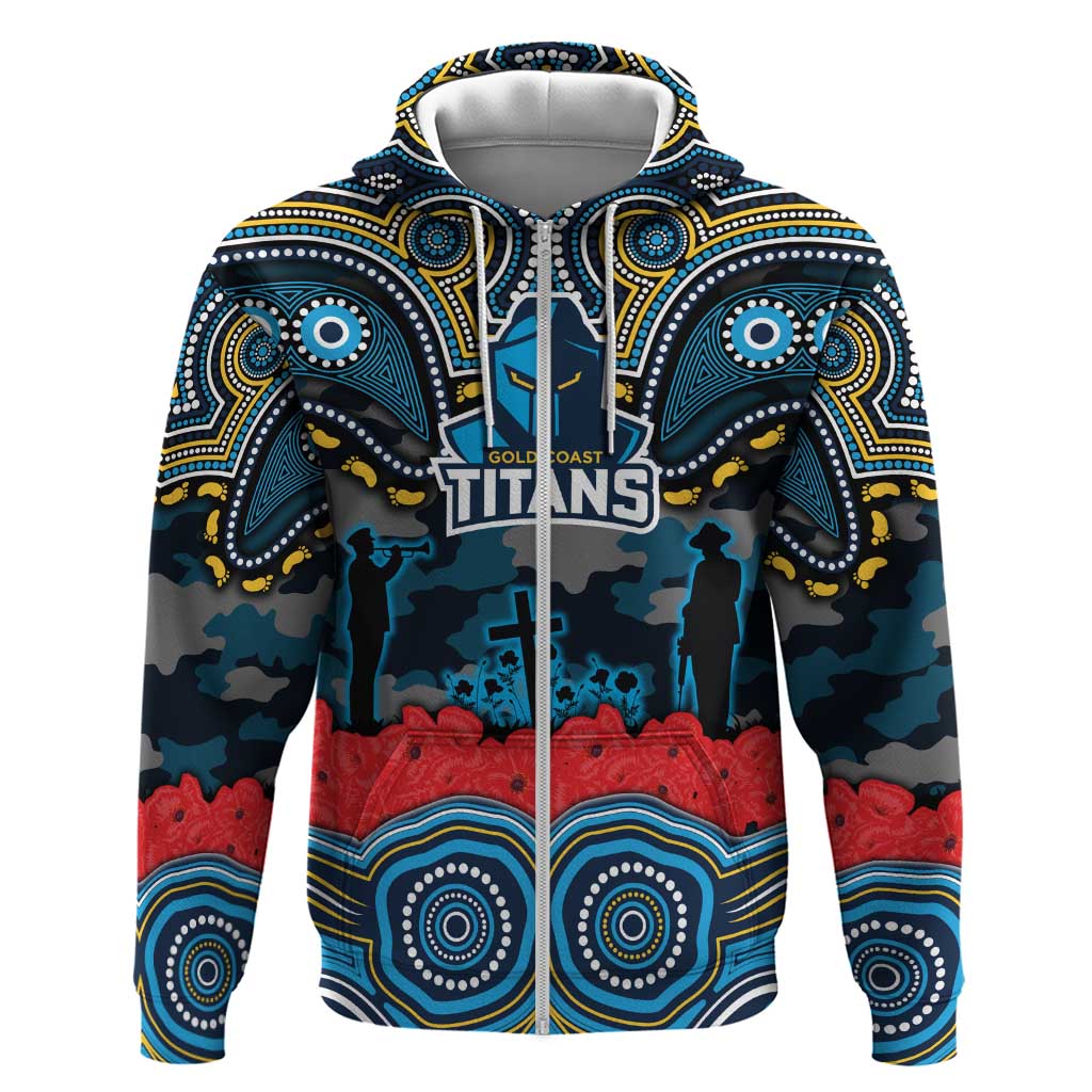 ANZAC Day Gold Coast Titans Zip Hoodie Military Memorial Aboriginal Indigenous Art