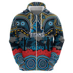 ANZAC Day Gold Coast Titans Zip Hoodie Military Memorial Aboriginal Indigenous Art