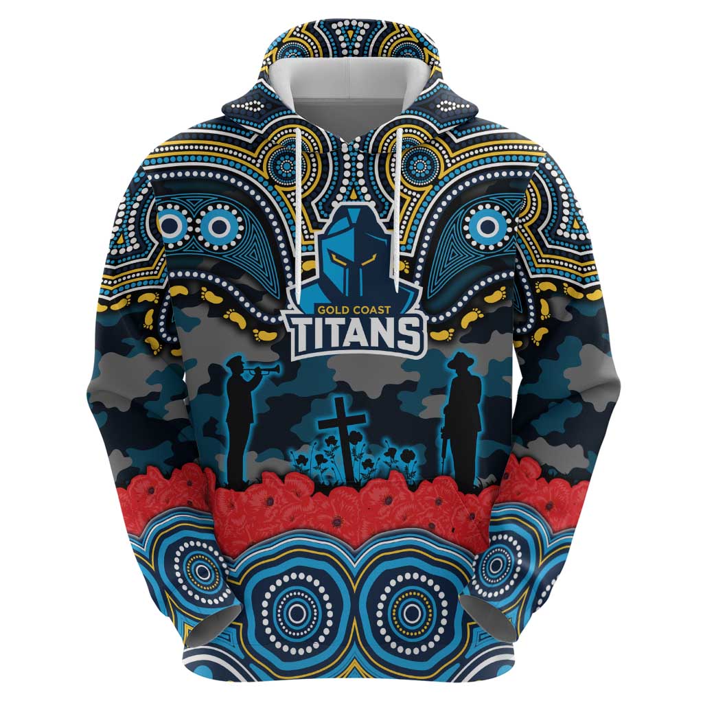 ANZAC Day Gold Coast Titans Zip Hoodie Military Memorial Aboriginal Indigenous Art