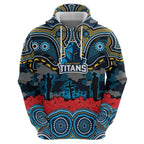 ANZAC Day Gold Coast Titans Zip Hoodie Military Memorial Aboriginal Indigenous Art