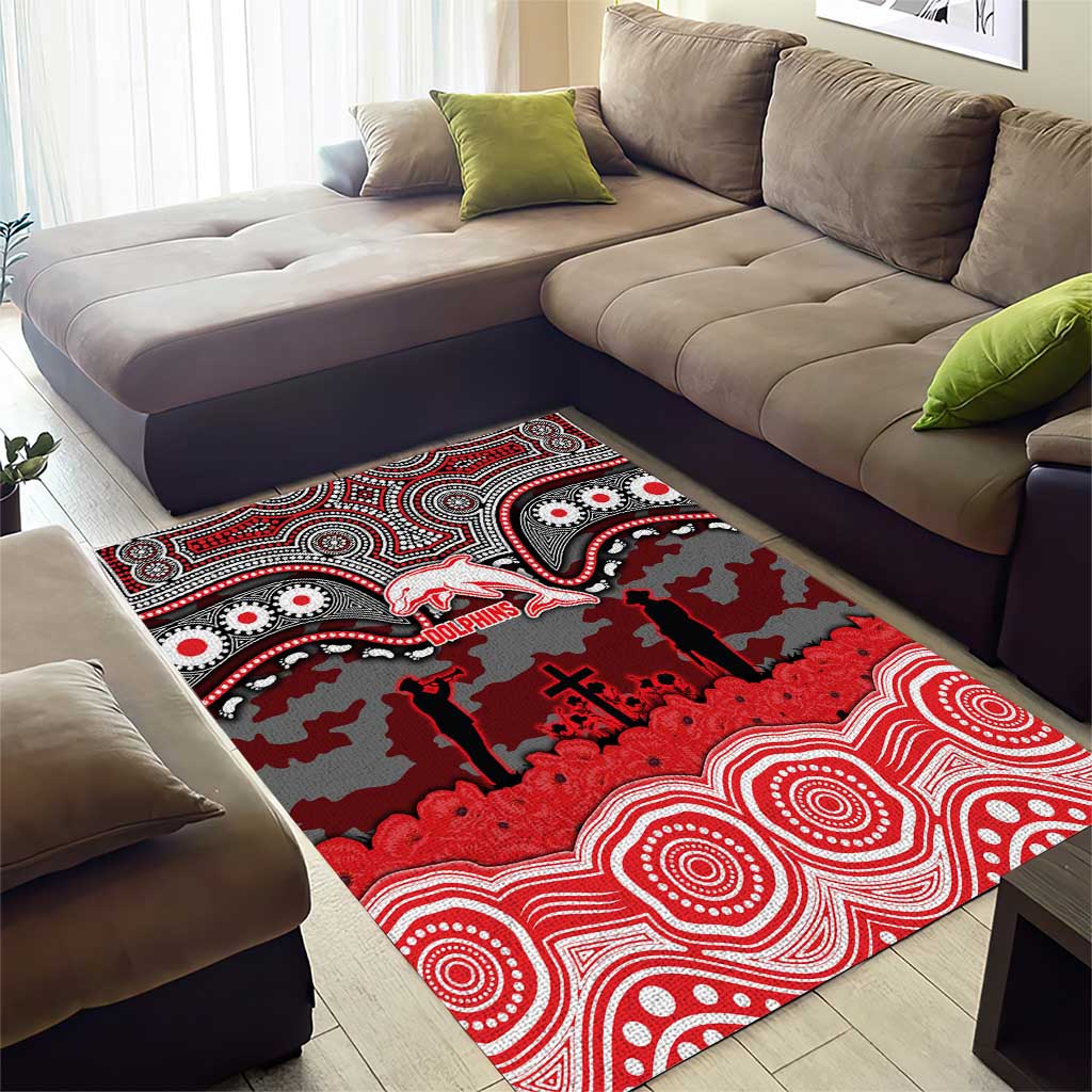 ANZAC Day Dolphins Area Rug Military Memorial Aboriginal Indigenous Art