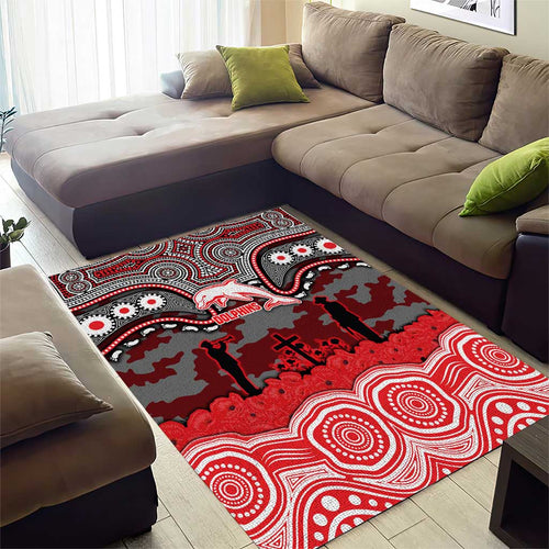 ANZAC Day Dolphins Area Rug Military Memorial Aboriginal Indigenous Art