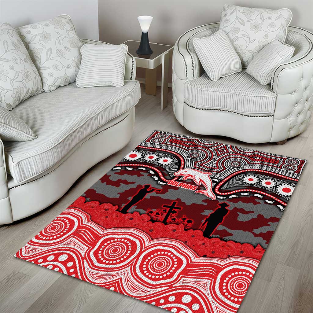 ANZAC Day Dolphins Area Rug Military Memorial Aboriginal Indigenous Art