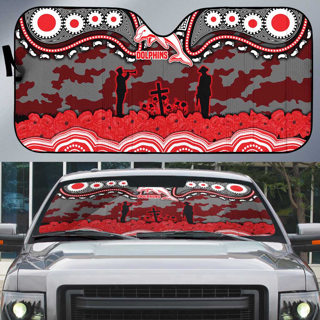 ANZAC Day Dolphins Auto Sun Shade Military Memorial Aboriginal Indigenous Art