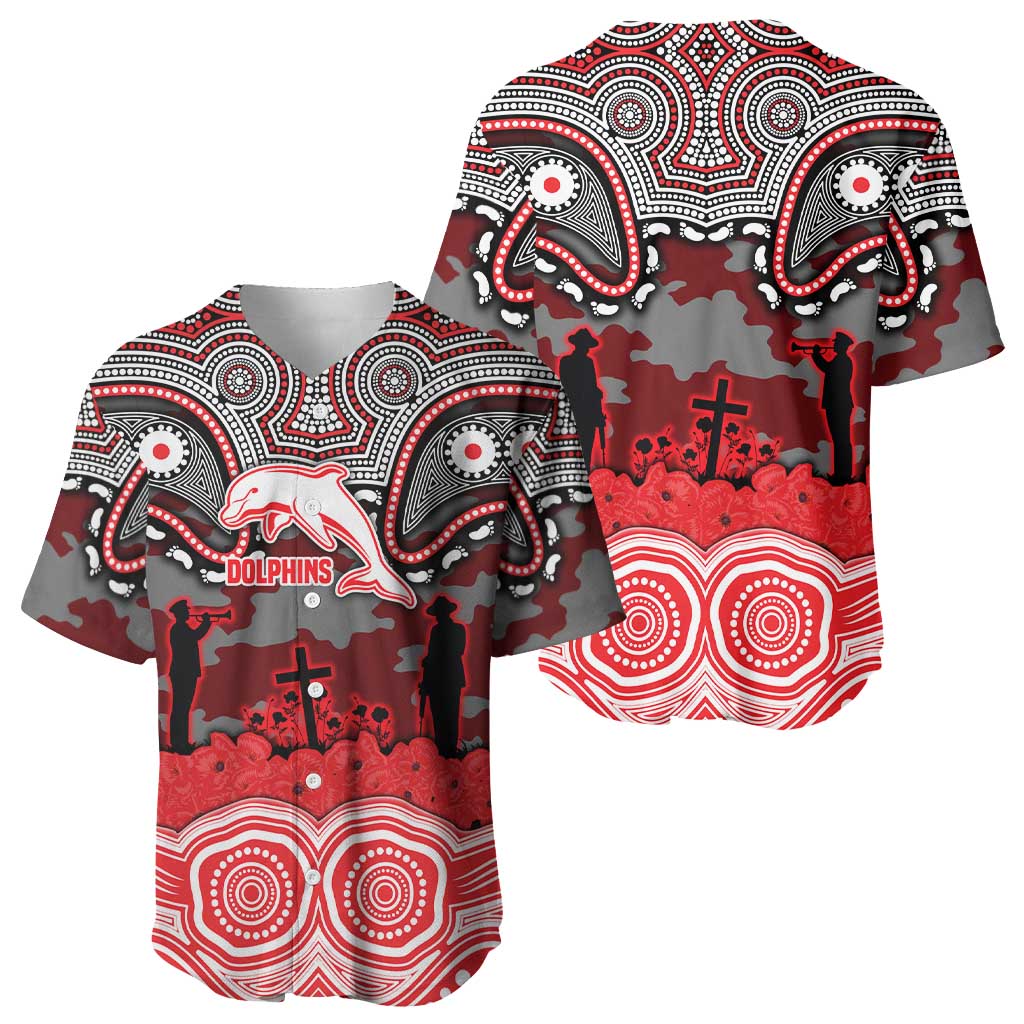 ANZAC Day Dolphins Baseball Jersey Military Memorial Aboriginal Indigenous Art