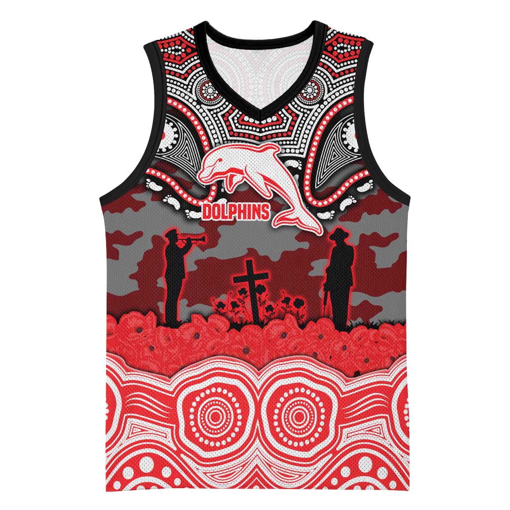 ANZAC Day Dolphins Basketball Jersey Military Memorial Aboriginal Indigenous Art