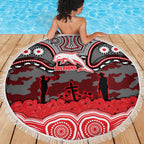ANZAC Day Dolphins Beach Blanket Military Memorial Aboriginal Indigenous Art