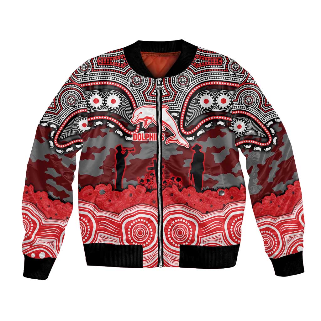 ANZAC Day Dolphins Bomber Jacket Military Memorial Aboriginal Indigenous Art