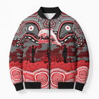ANZAC Day Dolphins Bomber Puffer Jacket Military Memorial Aboriginal Indigenous Art