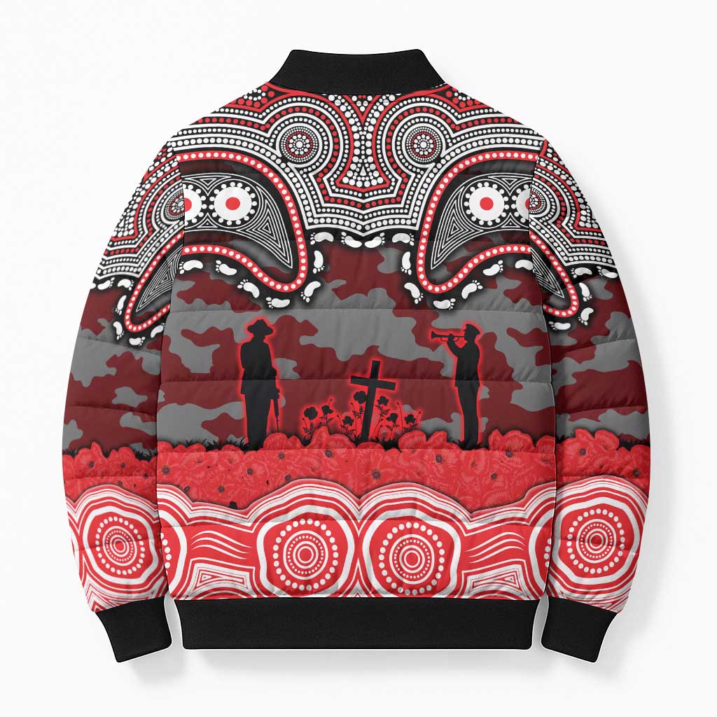 ANZAC Day Dolphins Bomber Puffer Jacket Military Memorial Aboriginal Indigenous Art