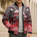 ANZAC Day Dolphins Bomber Puffer Jacket Military Memorial Aboriginal Indigenous Art