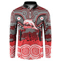 ANZAC Day Dolphins Button Sweatshirt Military Memorial Aboriginal Indigenous Art