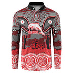 ANZAC Day Dolphins Button Sweatshirt Military Memorial Aboriginal Indigenous Art