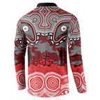 ANZAC Day Dolphins Button Sweatshirt Military Memorial Aboriginal Indigenous Art