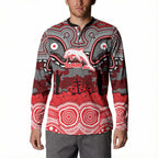 ANZAC Day Dolphins Button Sweatshirt Military Memorial Aboriginal Indigenous Art