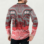 ANZAC Day Dolphins Button Sweatshirt Military Memorial Aboriginal Indigenous Art