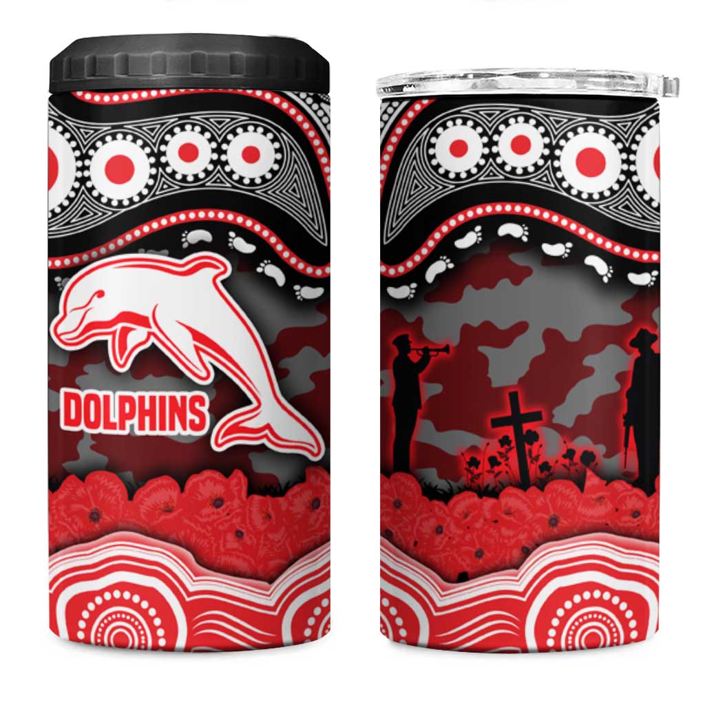 ANZAC Day Dolphins 4 in 1 Can Cooler Tumbler Military Memorial Aboriginal Indigenous Art