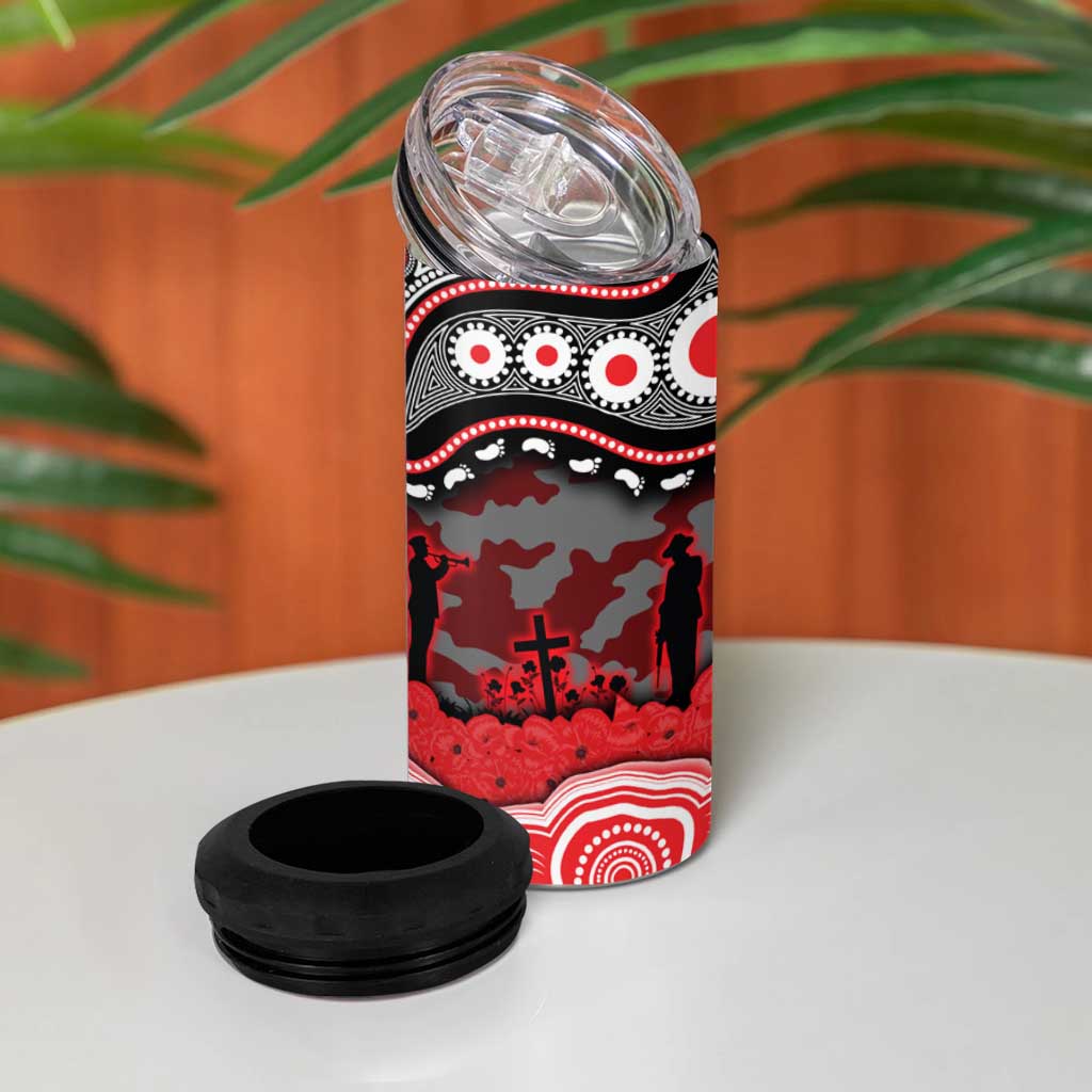 ANZAC Day Dolphins 4 in 1 Can Cooler Tumbler Military Memorial Aboriginal Indigenous Art