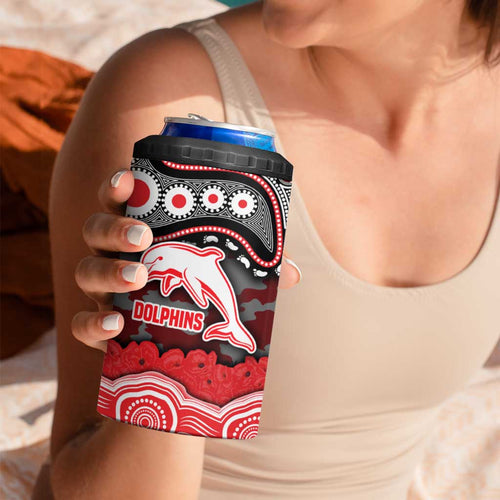 ANZAC Day Dolphins 4 in 1 Can Cooler Tumbler Military Memorial Aboriginal Indigenous Art
