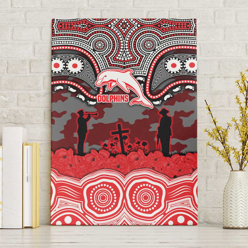 ANZAC Day Dolphins Canvas Wall Art Military Memorial Aboriginal Indigenous Art
