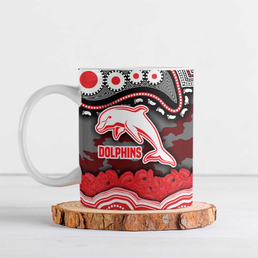 ANZAC Day Dolphins Ceramic Mug Military Memorial Aboriginal Indigenous Art