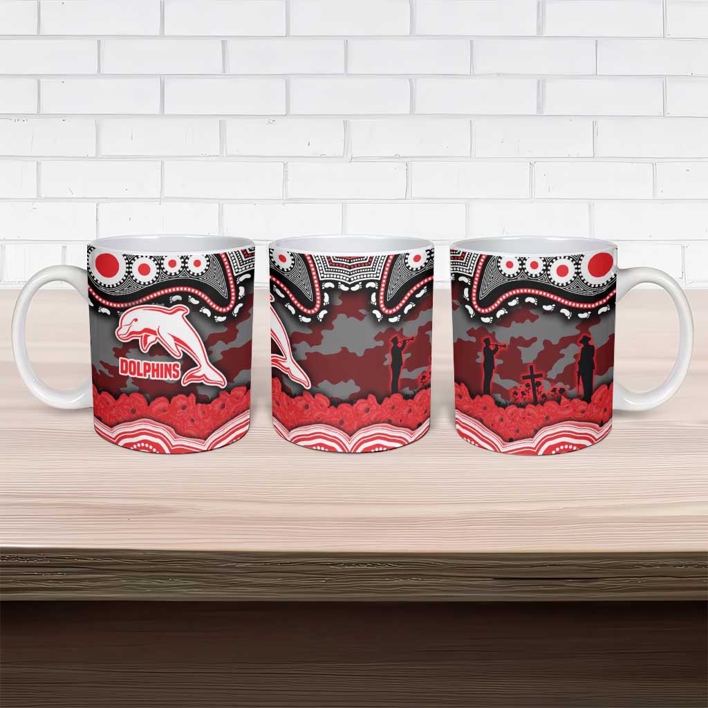 ANZAC Day Dolphins Ceramic Mug Military Memorial Aboriginal Indigenous Art