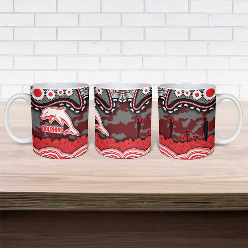 ANZAC Day Dolphins Ceramic Mug Military Memorial Aboriginal Indigenous Art