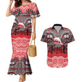 ANZAC Day Dolphins Couples Matching Mermaid Dress and Hawaiian Shirt Military Memorial Aboriginal Indigenous Art