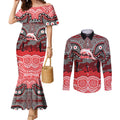 ANZAC Day Dolphins Couples Matching Mermaid Dress and Long Sleeve Button Shirt Military Memorial Aboriginal Indigenous Art