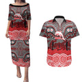 ANZAC Day Dolphins Couples Matching Puletasi and Hawaiian Shirt Military Memorial Aboriginal Indigenous Art
