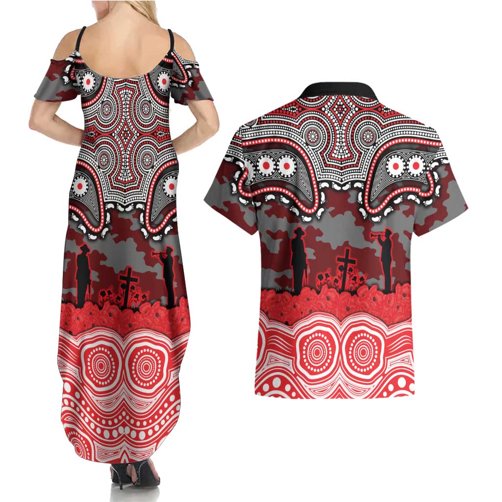 ANZAC Day Dolphins Couples Matching Summer Maxi Dress and Hawaiian Shirt Military Memorial Aboriginal Indigenous Art