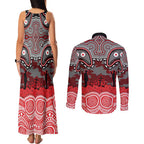 ANZAC Day Dolphins Couples Matching Tank Maxi Dress and Long Sleeve Button Shirt Military Memorial Aboriginal Indigenous Art
