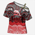 ANZAC Day Dolphins Cross Shoulder Shirt Military Memorial Aboriginal Indigenous Art
