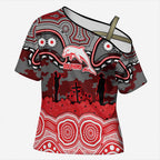 ANZAC Day Dolphins Cross Shoulder Shirt Military Memorial Aboriginal Indigenous Art