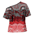 ANZAC Day Dolphins Cross Shoulder Shirt Military Memorial Aboriginal Indigenous Art