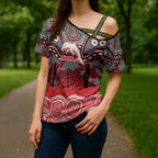 ANZAC Day Dolphins Cross Shoulder Shirt Military Memorial Aboriginal Indigenous Art