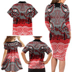 ANZAC Day Dolphins Family Matching Long Sleeve Bodycon Dress and Hawaiian Shirt Military Memorial Aboriginal Indigenous Art