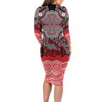 ANZAC Day Dolphins Family Matching Long Sleeve Bodycon Dress and Hawaiian Shirt Military Memorial Aboriginal Indigenous Art