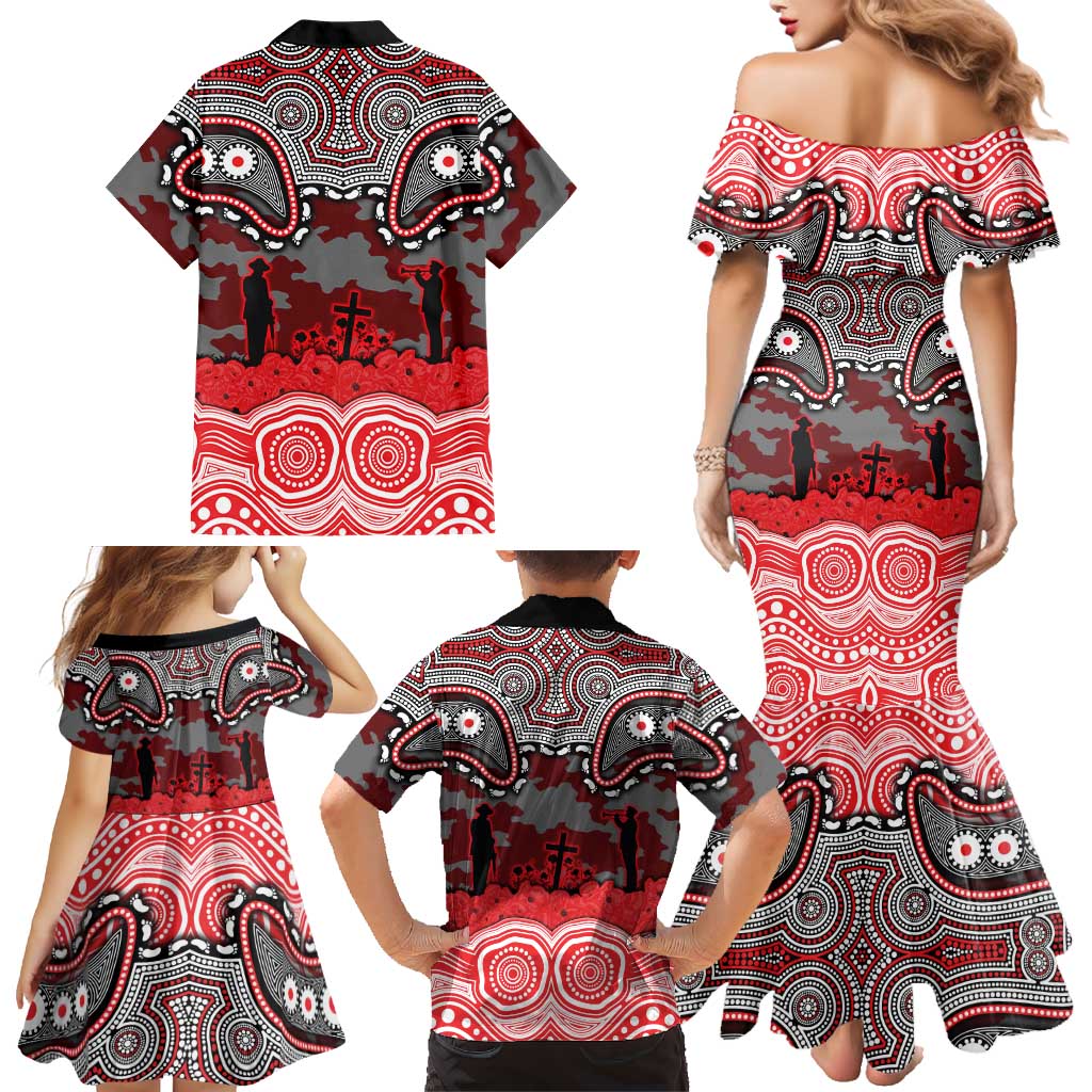 ANZAC Day Dolphins Family Matching Mermaid Dress and Hawaiian Shirt Military Memorial Aboriginal Indigenous Art