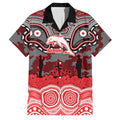 ANZAC Day Dolphins Family Matching Off The Shoulder Long Sleeve Dress and Hawaiian Shirt Military Memorial Aboriginal Indigenous Art