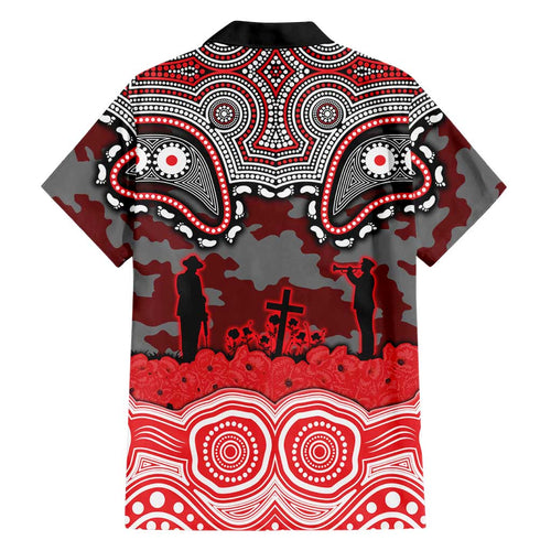 ANZAC Day Dolphins Family Matching Off The Shoulder Long Sleeve Dress and Hawaiian Shirt Military Memorial Aboriginal Indigenous Art