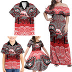 ANZAC Day Dolphins Family Matching Off Shoulder Maxi Dress and Hawaiian Shirt Military Memorial Aboriginal Indigenous Art