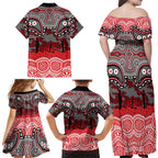 ANZAC Day Dolphins Family Matching Off Shoulder Maxi Dress and Hawaiian Shirt Military Memorial Aboriginal Indigenous Art