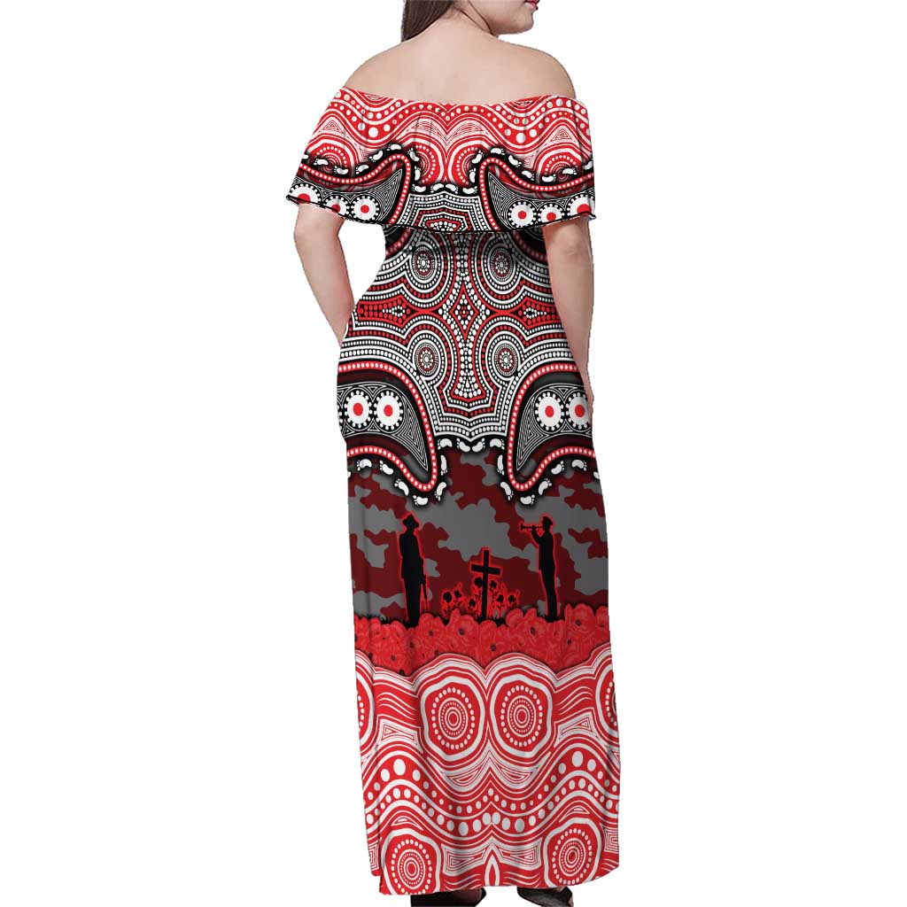 ANZAC Day Dolphins Family Matching Off Shoulder Maxi Dress and Hawaiian Shirt Military Memorial Aboriginal Indigenous Art
