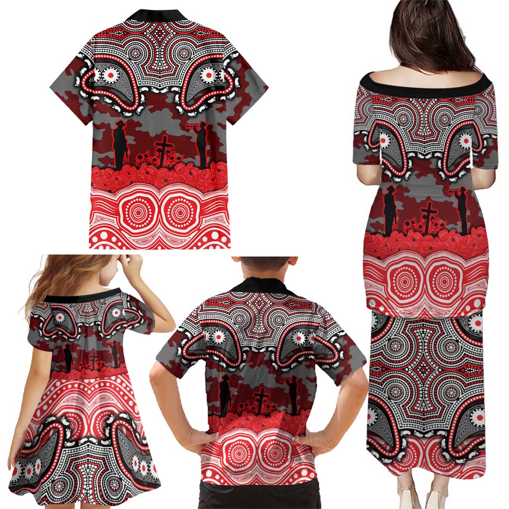 ANZAC Day Dolphins Family Matching Puletasi and Hawaiian Shirt Military Memorial Aboriginal Indigenous Art